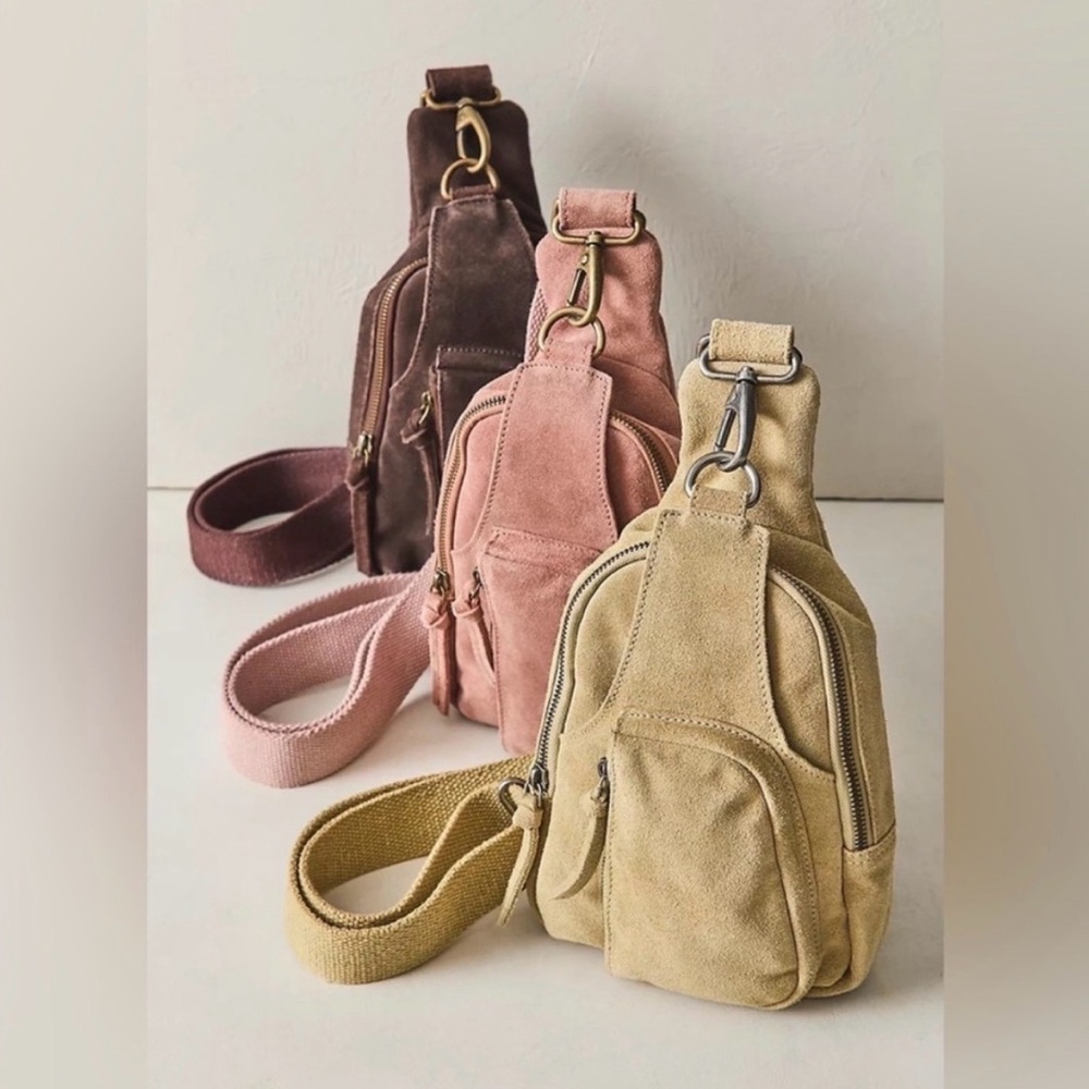 NWOT Free People Hudson Suede Sling Bag Pink - Picture 2 of 2